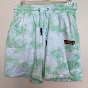 Playboy x Missguided Green/White Tie Dye Shorts